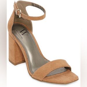 Worthington Block Heel Tan Suede Sandals - Size 9